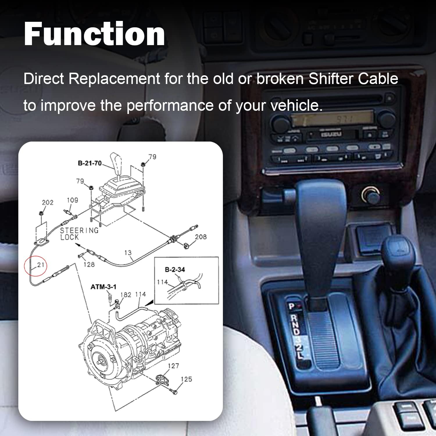 Gear Shifter Shift Cable for 1998-2004 Isuzu Rodeo Amigo Passport